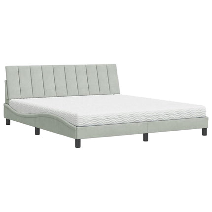 seng med madras Hanko 180x200 cm velour lysegrå