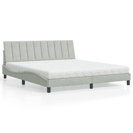 seng med madras Hanko 180x200 cm velour lysegrå