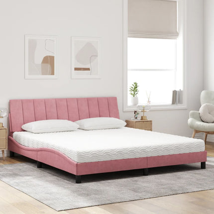 seng med madras Hanko 180x200 cm velour lyserød