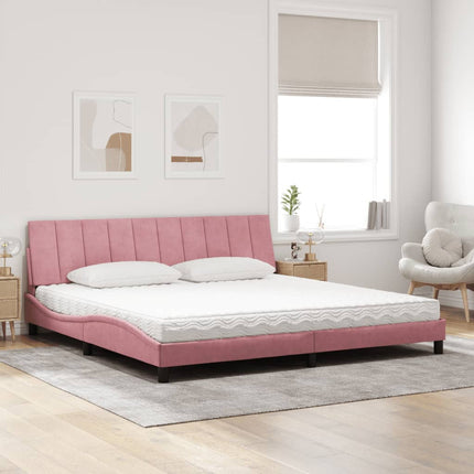 seng med madras Hanko 200x200 cm velour lyserød