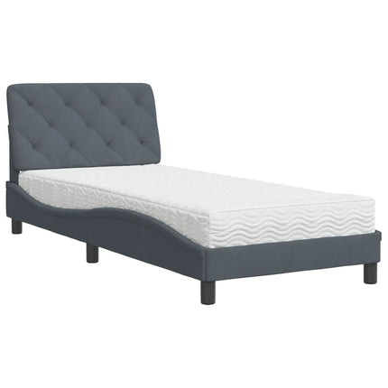seng med madras 90x190 cm velour mørkegrå