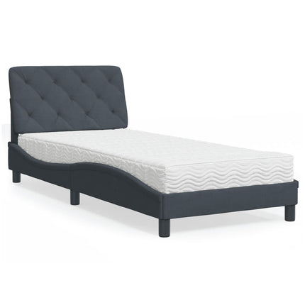 seng med madras 90x190 cm velour mørkegrå
