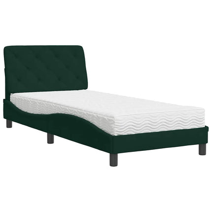seng med madras 90x190 cm velour mørkegrøn