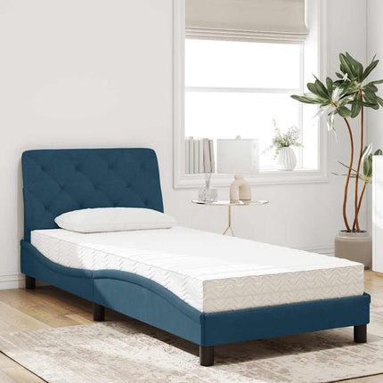seng med madras 90x190 cm velour blå