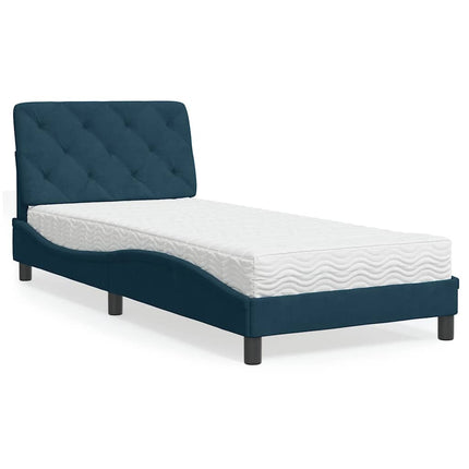 seng med madras 90x200 cm velour blå