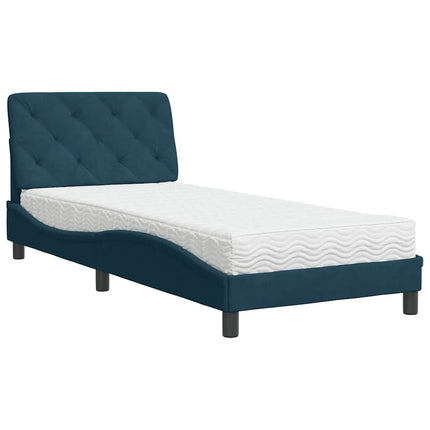 seng med madras 90x200 cm velour blå