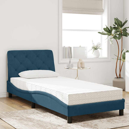 seng med madras 90x200 cm velour blå