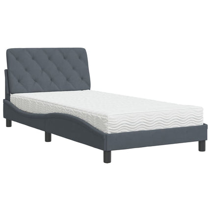 seng med madras 100x200 cm velour mørkegrå