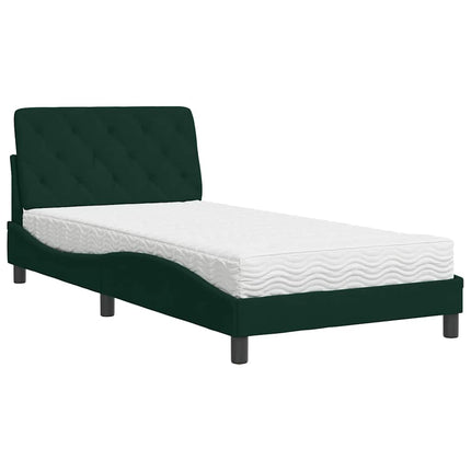 seng med madras 100x200 cm velour mørkegrøn