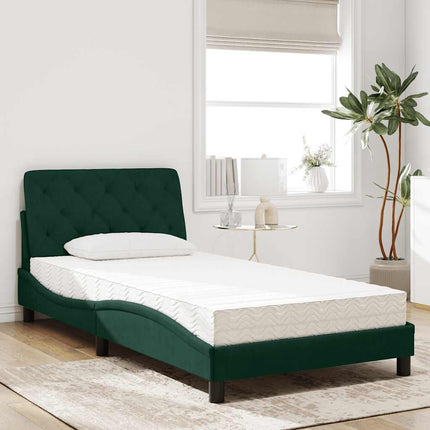 seng med madras 100x200 cm velour mørkegrøn