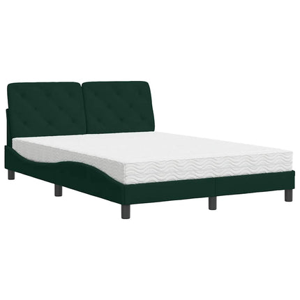 seng med madras 140x190 cm velour mørkegrøn