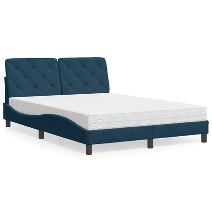 seng med madras 140x190 cm velour blå