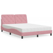 seng med madras 140x190 cm velour lyserød
