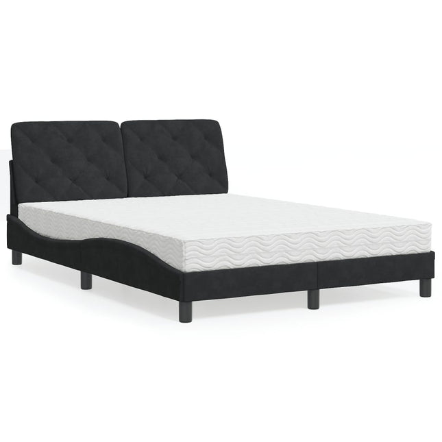 seng med madras 140x200 cm velour sort