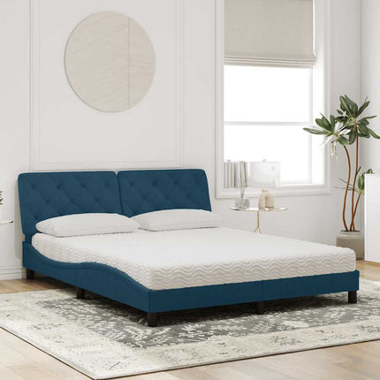 seng med madras 160x200 cm velour blå