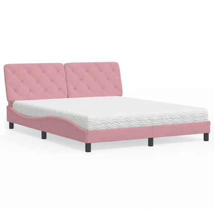 seng med madras 160x200 cm velour lyserød
