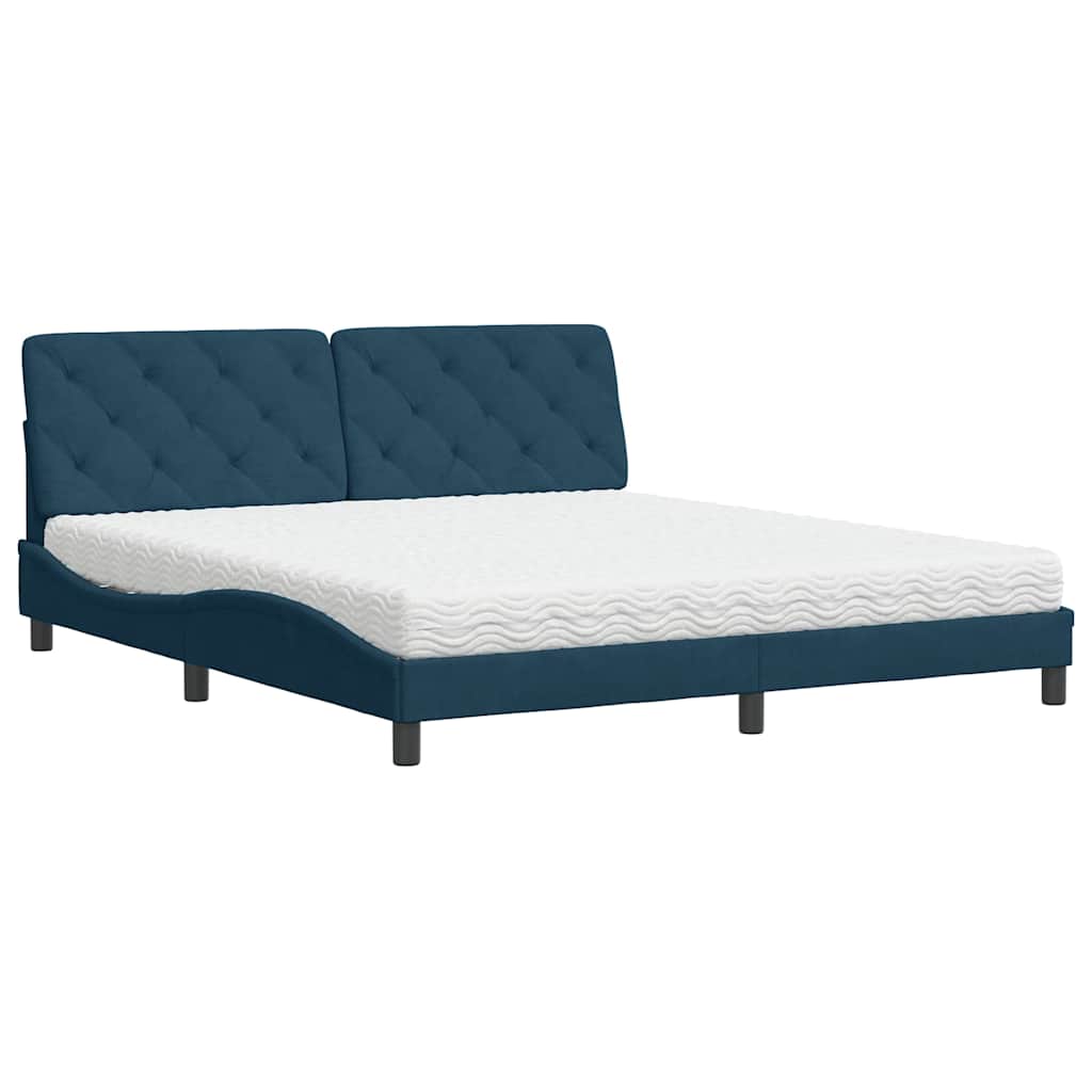 seng med madras 180x200 cm velour blå