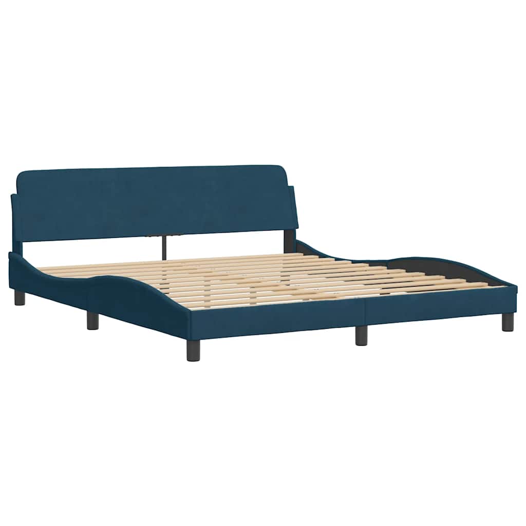 seng med madras 180x200 cm velour blå