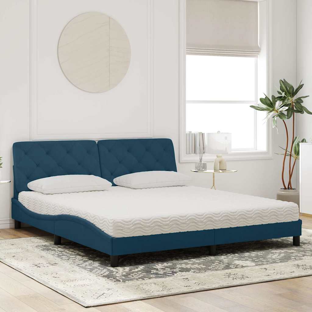 seng med madras 180x200 cm velour blå