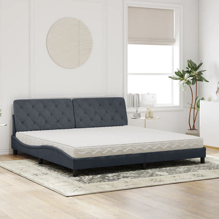 seng med madras 200x200 cm velour mørkegrå