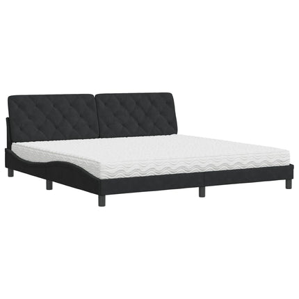 seng med madras 200x200 cm velour sort