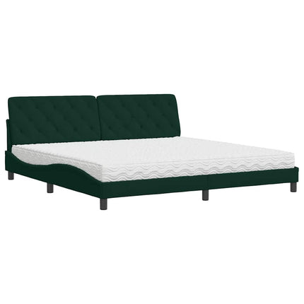 seng med madras 200x200 cm velour mørkegrøn