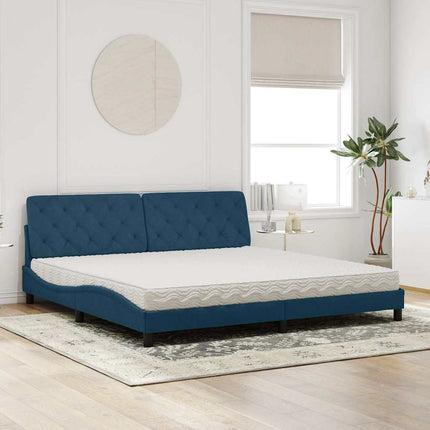 seng med madras 200x200 cm velour blå