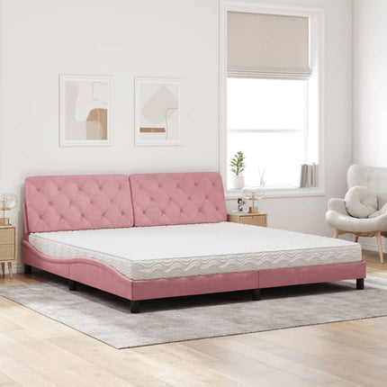 seng med madras 200x200 cm velour lyserød