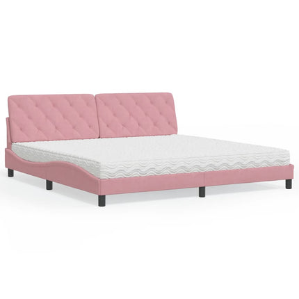 seng med madras 200x200 cm velour lyserød