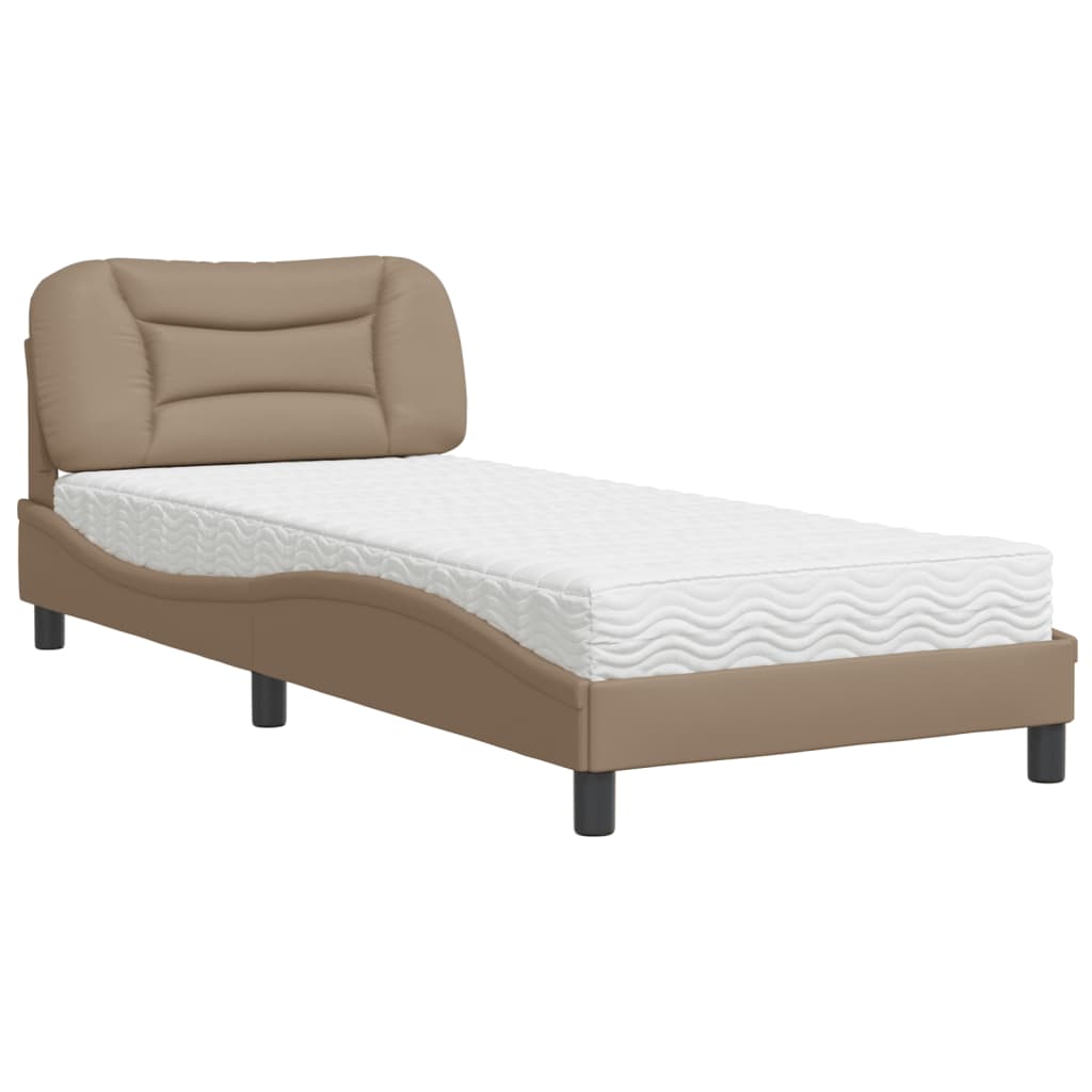 seng med madras Hvar 80x200 cm kunstlæder cappuccinofarvet