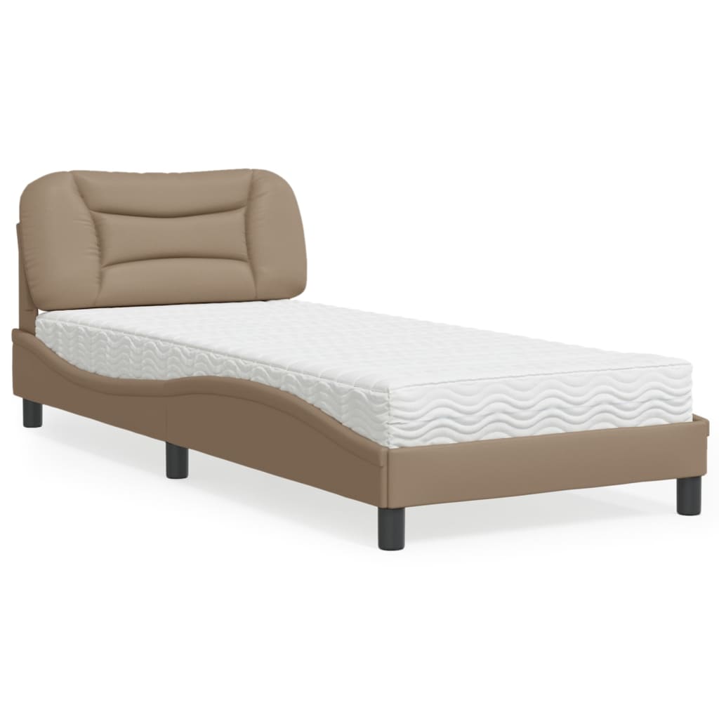 seng med madras Hvar 80x200 cm kunstlæder cappuccinofarvet