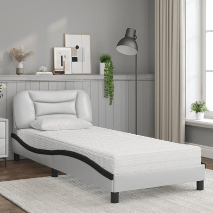 seng med madras Hvar 90x190 cm kunstlæder hvid og sort