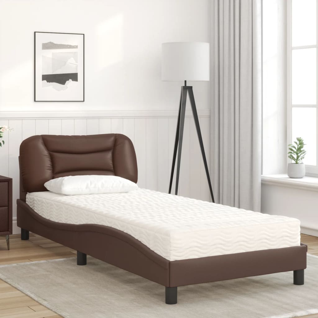 seng med madras Hvar 90x200 cm kunstlæder brun