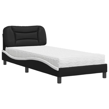 seng med madras Hvar 90x200 cm kunstlæder sort og hvid