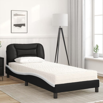 seng med madras Hvar 90x200 cm kunstlæder sort og hvid