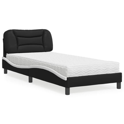 seng med madras Hvar 90x200 cm kunstlæder sort og hvid