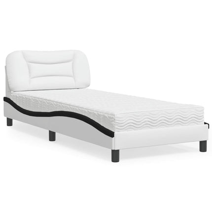 seng med madras Hvar 90x200 cm kunstlæder sort og hvid