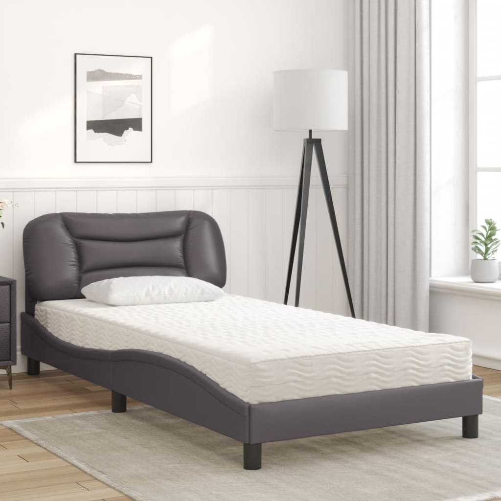 seng med madras Hvar 100x200 cm kunstlæder grå