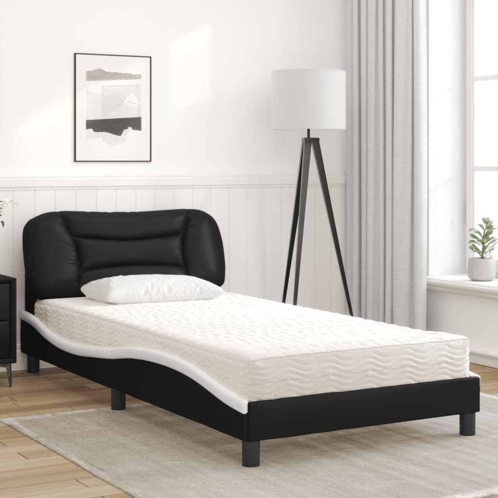 seng med madras Hvar 100x200 cm kunstlæder sort og hvid