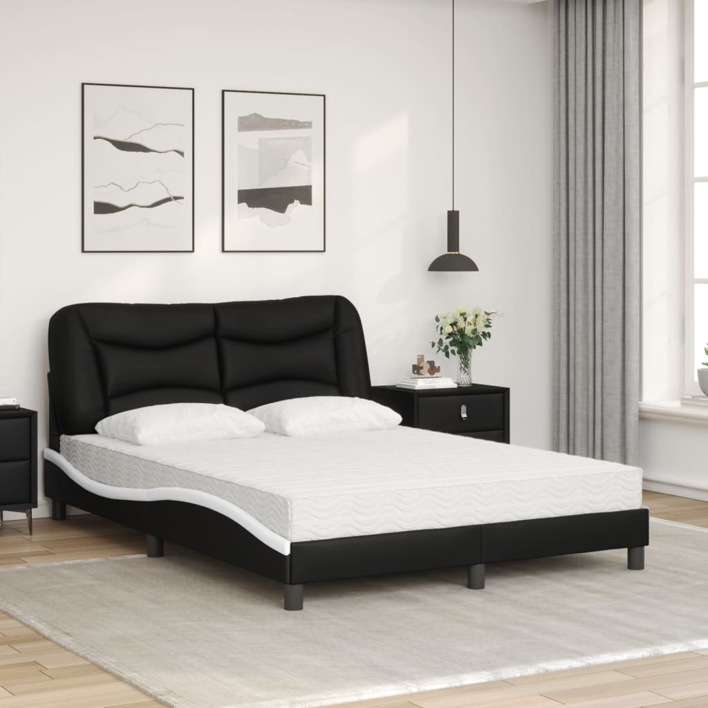 seng med madras Hvar 120x200 cm kunstlæder sort og hvid