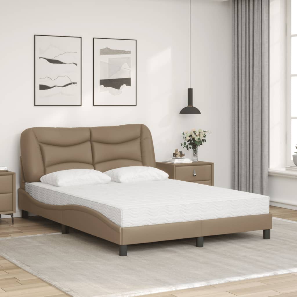 seng med madras Hvar 140x190 cm kunstlæder cappuccinofarvet