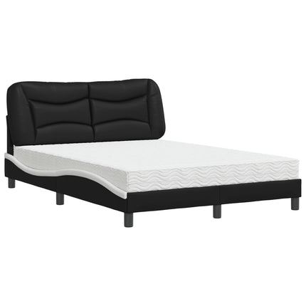 seng med madras Hvar 140x190 cm kunstlæder sort og hvid