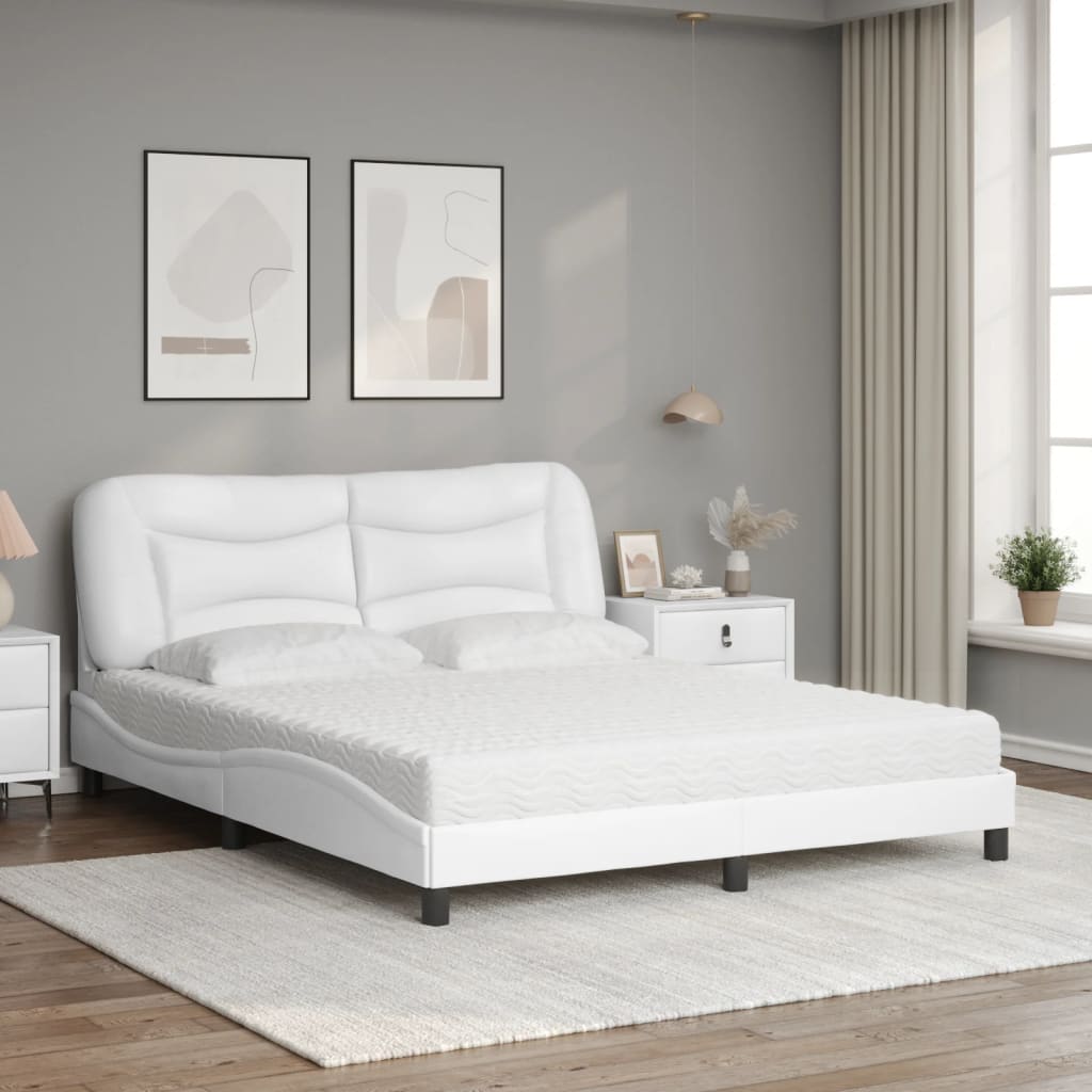 seng med madras Hvar 160x200 cm kunstlæder hvid