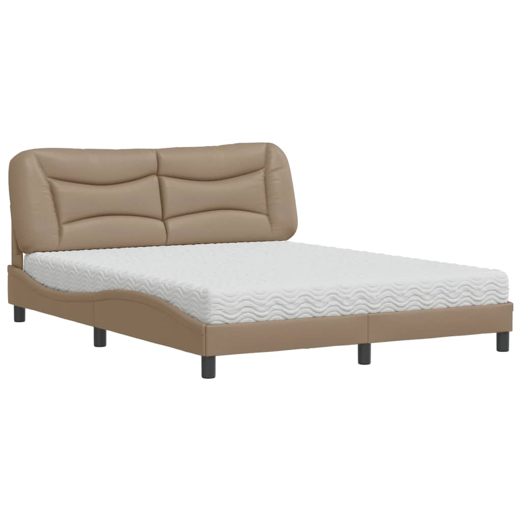 seng med madras Hvar 160x200 cm kunstlæder cappuccinofarvet