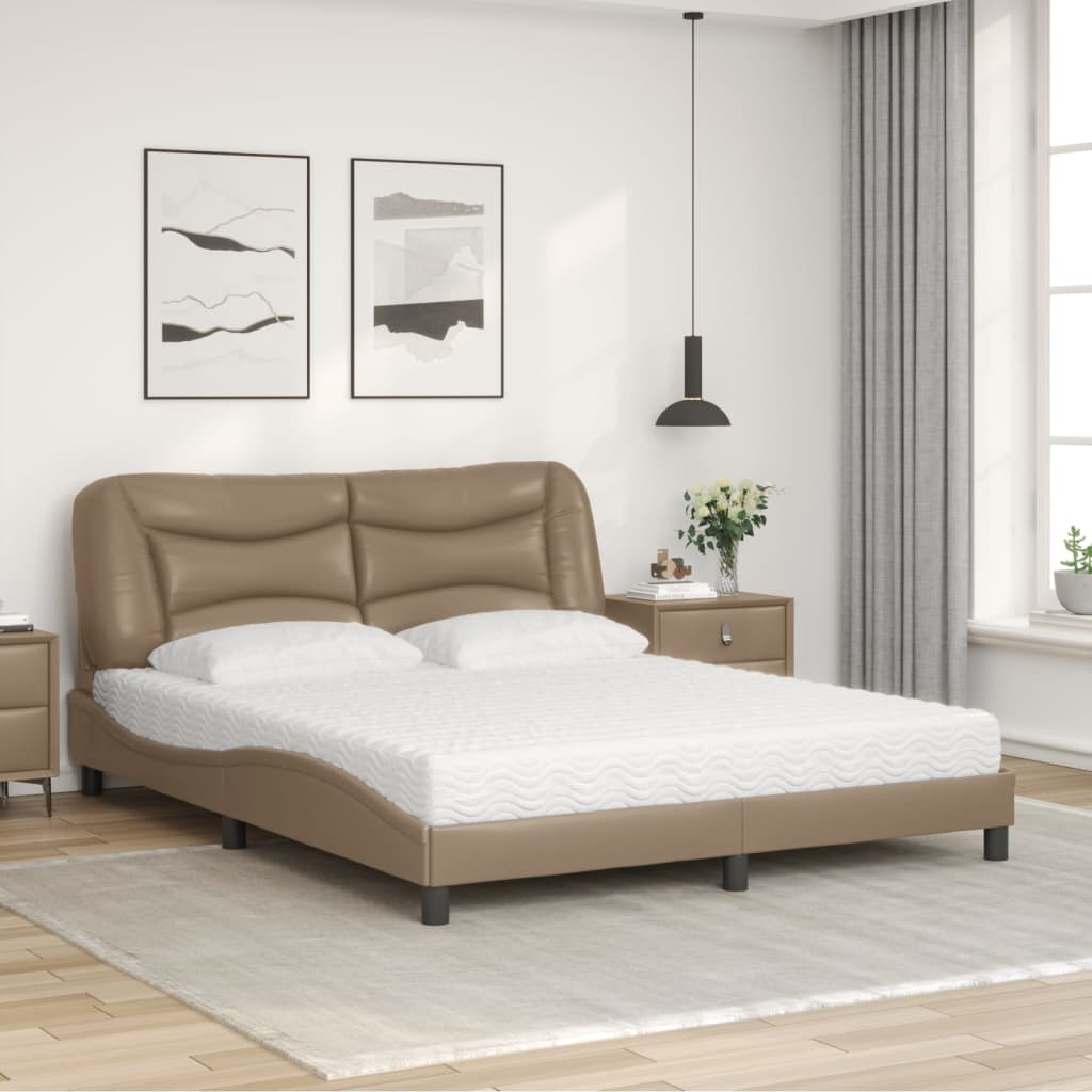 seng med madras Hvar 160x200 cm kunstlæder cappuccinofarvet