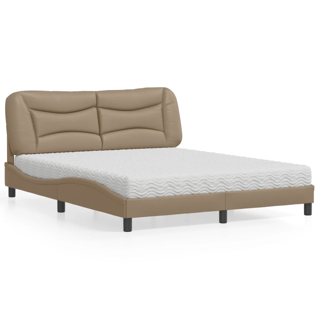 seng med madras Hvar 160x200 cm kunstlæder cappuccinofarvet