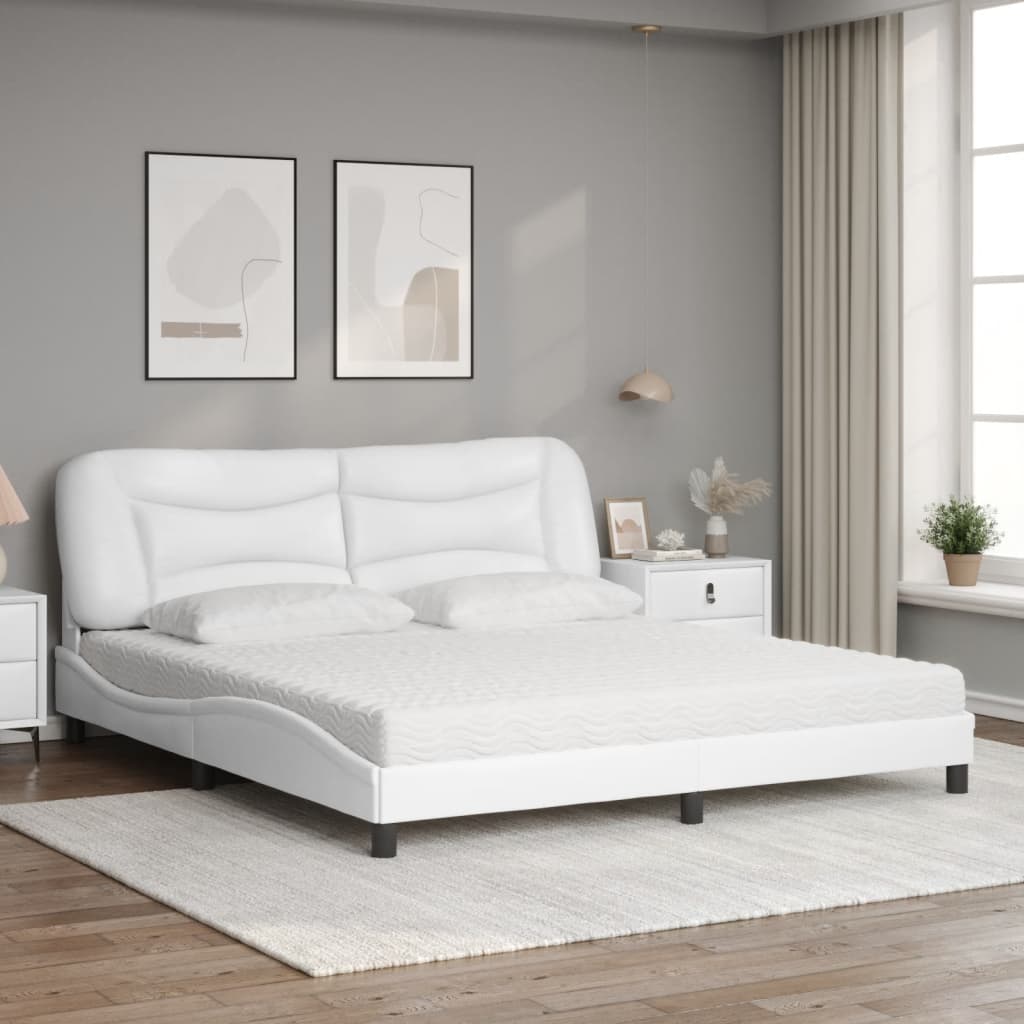 seng med madras Hvar 180x200 cm kunstlæder hvid