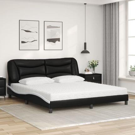 seng med madras Hvar 180x200 cm kunstlæder sort og hvid