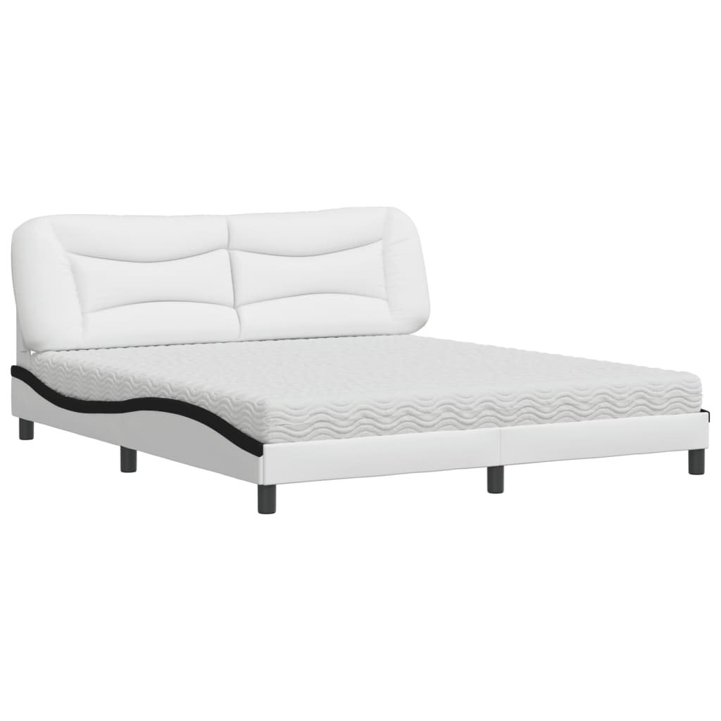 seng med madras Hvar 180x200 cm kunstlæder hvid og sort