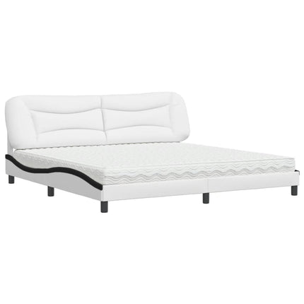 seng med madras Hvar 200x200 cm kunstlæder hvid og sort
